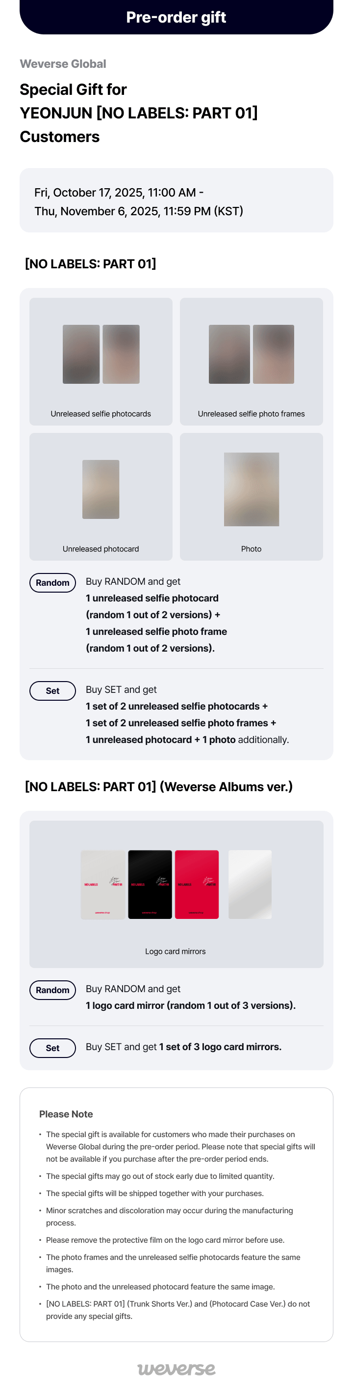 (PREVENTA) YEONJUN - NO LABELS: PART 01 + WEVERSE GIFT