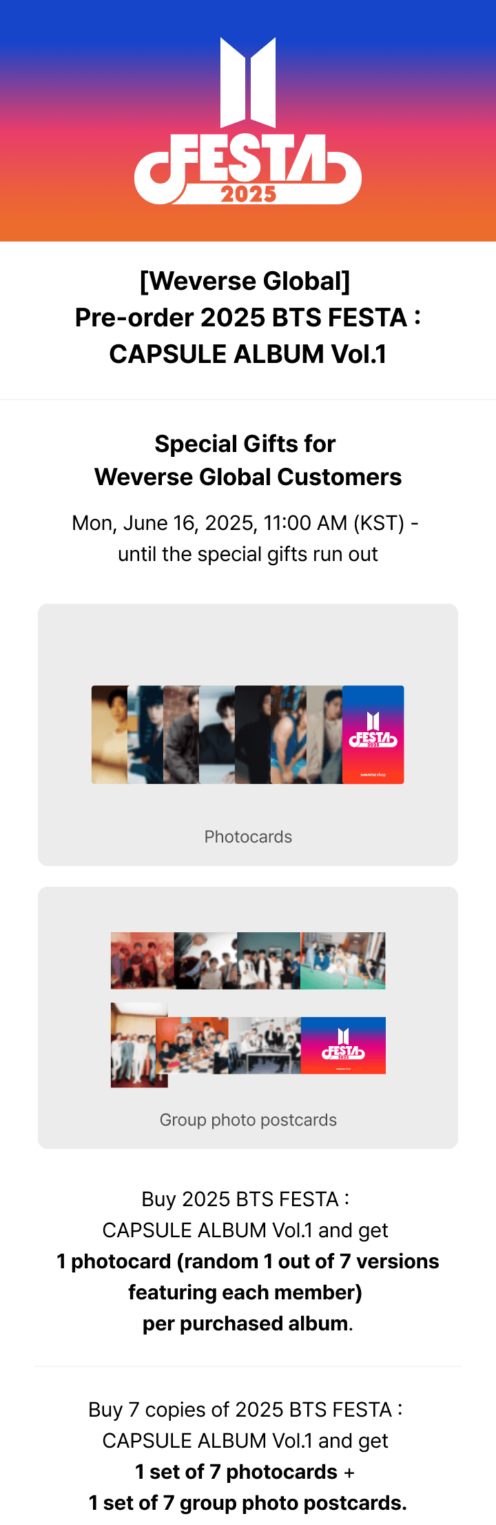 BTS - 2025 BTS FESTA : CAPSULE ALBUM Vol.1 + WEVERSE GIFT