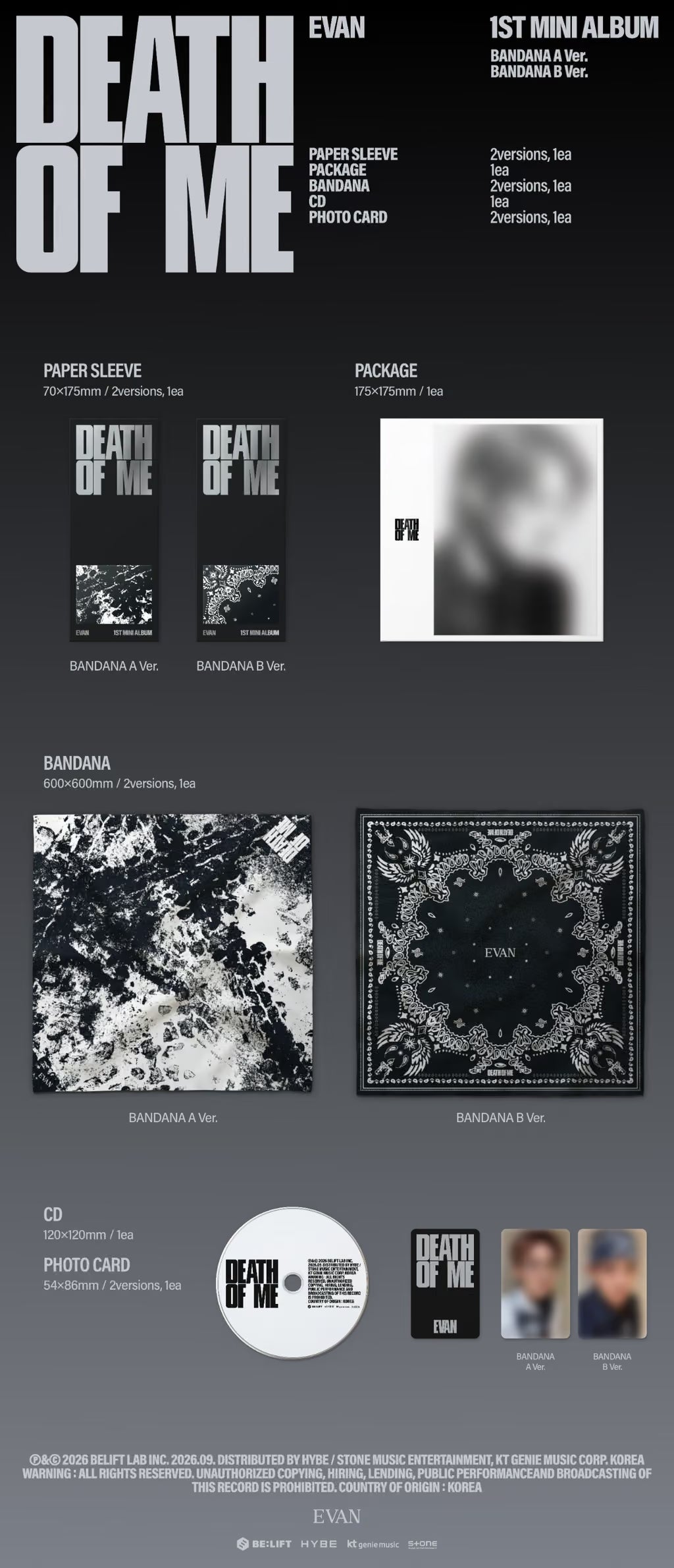 (PREVENTA) EVAN - 1st Mini Album - DEATH OF ME
