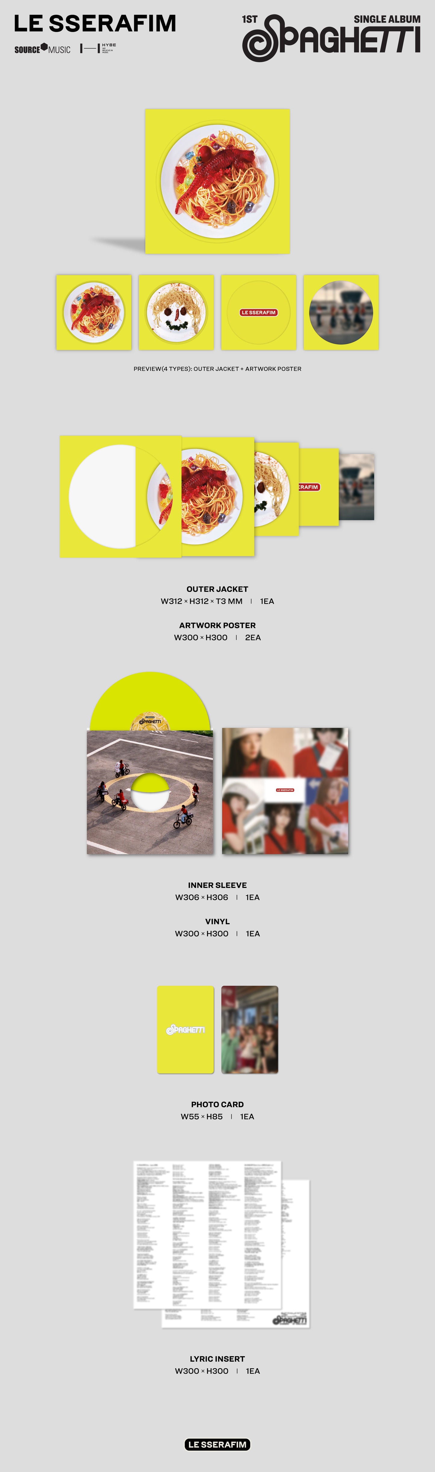 LE SSERAFIM - 1st Single Album 'SPAGHETTI' Vinyl