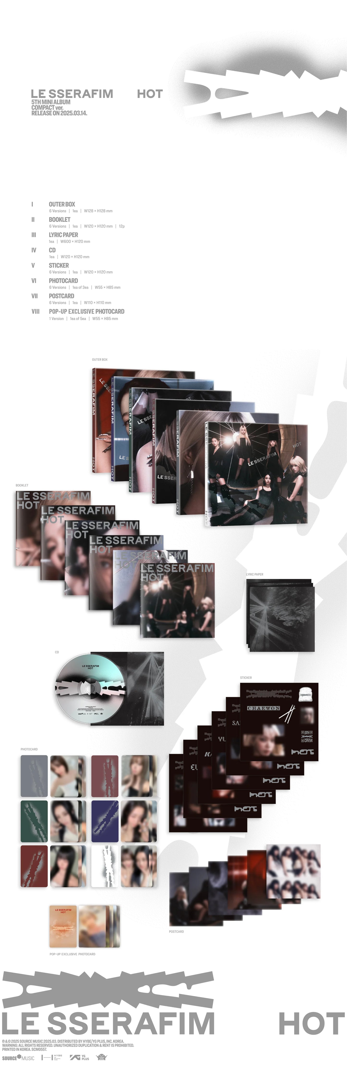 LE SSERAFIM - 5th Mini Album 'HOT' + HELLO82 EXCLUSIVE