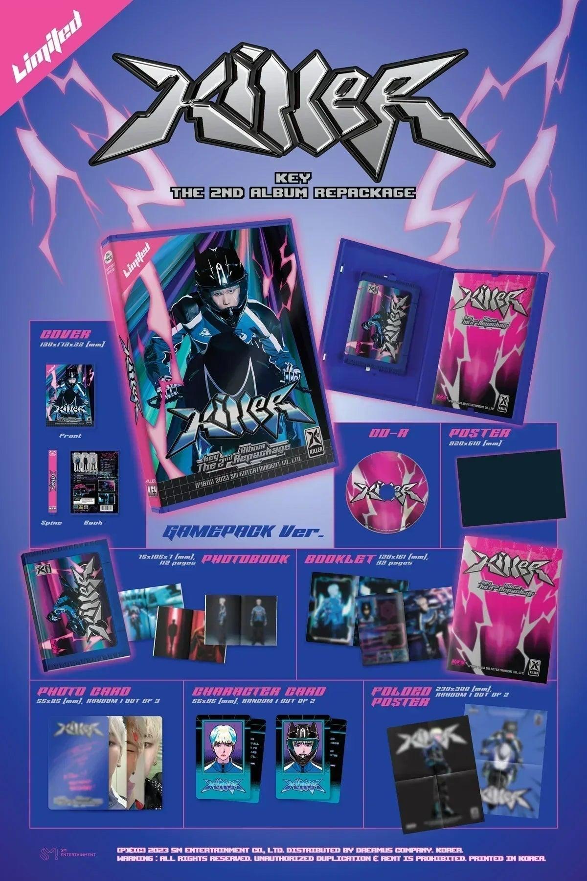 KEY - KILLER 2ND ALBUM REPACKAGE GAMEPACK VER. (LIMITED EDITION) - K-POP WORLD (7370059120775)