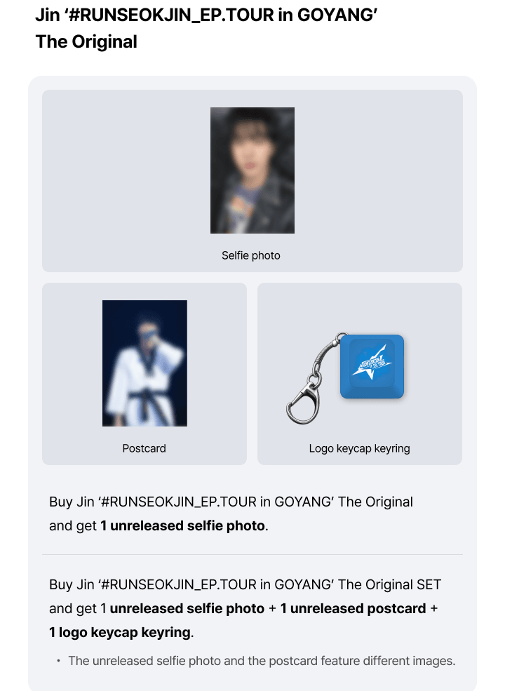 (PREVENTA) (BTS) JIN - '#RUNSEOKJIN_EP.TOUR in GOYANG' The Original + WEVERSE GIFT