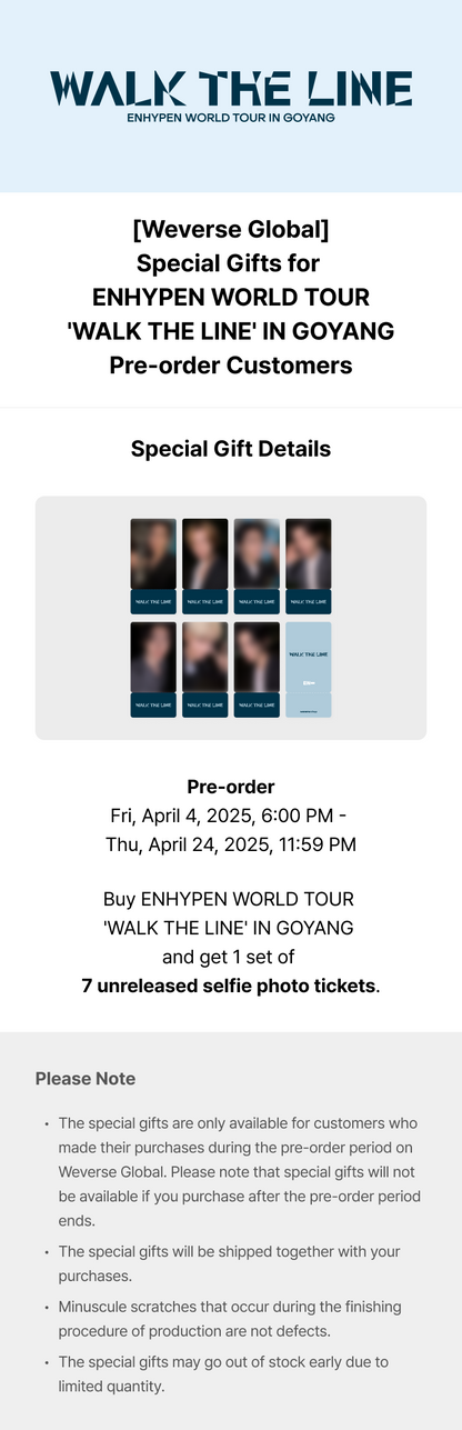 (PREVENTA) ENHYPEN - WORLD TOUR 'WALK THE LINE' IN GOYANG + WEVERSE GIFT