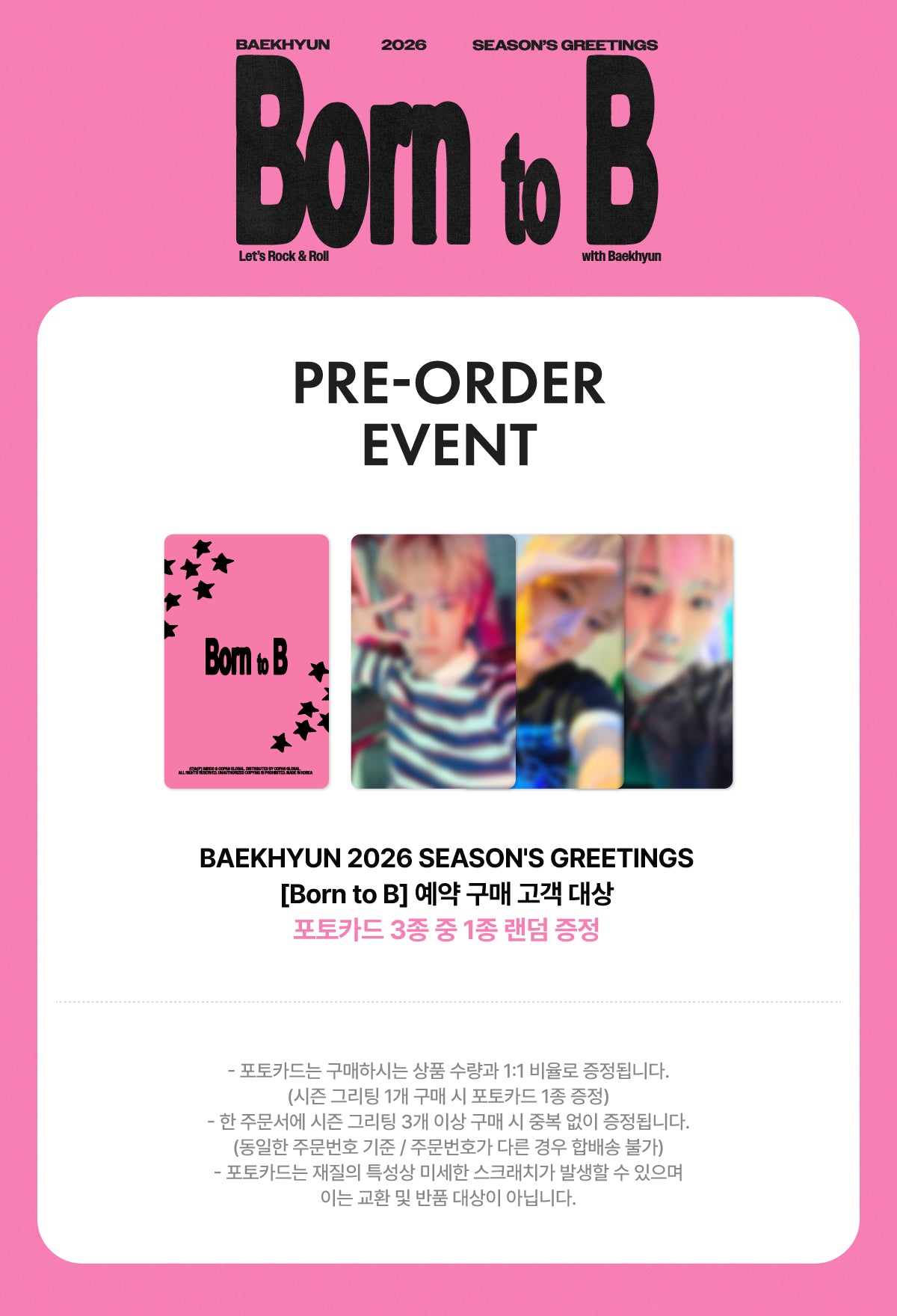 (PREVENTA) BAEKHYUN- 2026 SEASON’S GREETINGS [Born to B] + P.O.B