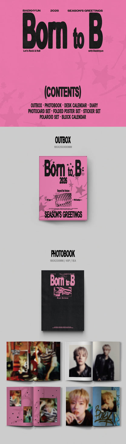 (PREVENTA) BAEKHYUN- 2026 SEASON’S GREETINGS [Born to B] + P.O.B