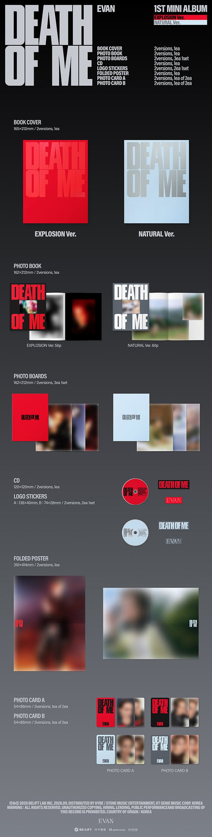 (PREVENTA) EVAN - 1st Mini Album - DEATH OF ME