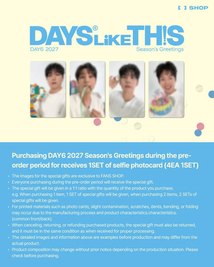 (PREVENTA) DAY6- 2027 SEASON’S GREETINGS [DAYS LIKE THIS] + FANS SHOP GIFT