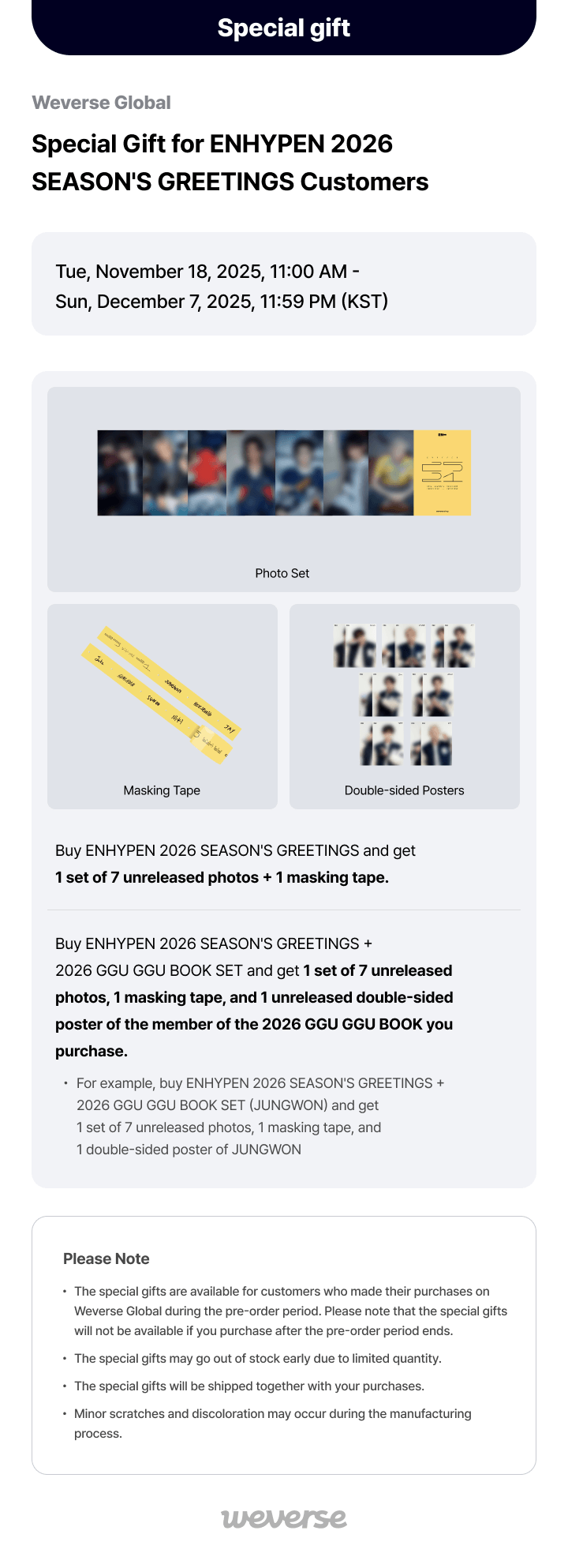 (PREVENTA) ENHYPEN - 2026 SEASON'S GREETINGS / GGU GGU BOOK + WEVERSE GIFT