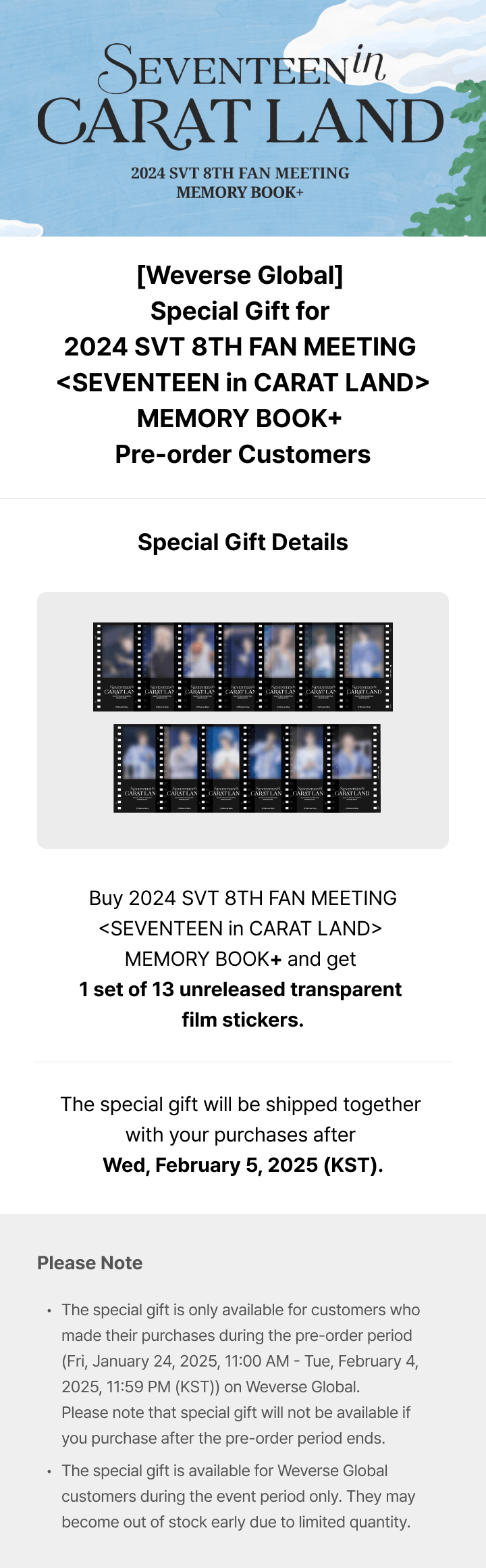 SEVENTEEN - 2024 SVT 8TH FAN MEETING [SEVENTEEN in CARAT LAND] (MEMORY BOOK+) + WEVERSE GIFT