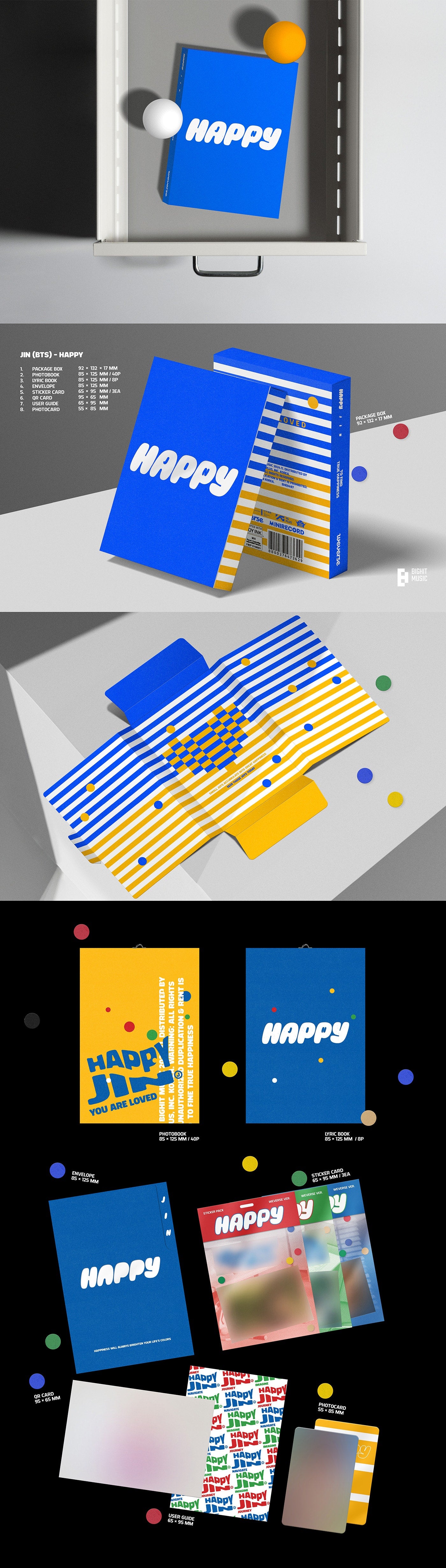 JIN (BTS) - [HAPPY] SOLO ALBUM (SET) + EARLY BIRD WEVERSE GIFT