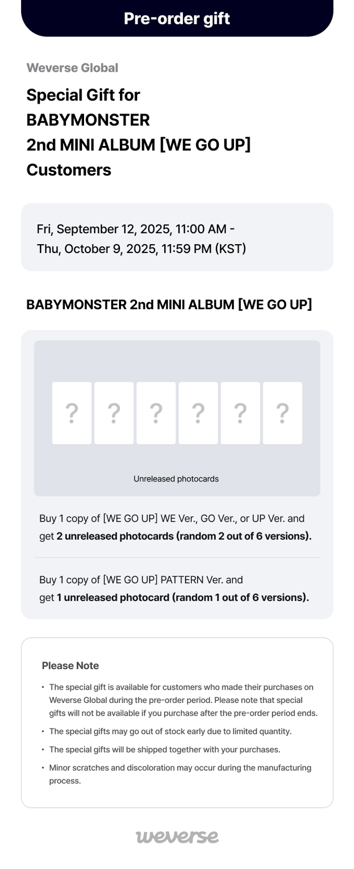 (PREVENTA) BABYMONSTER - 2nd MINI ALBUM [WE GO UP] + WEVERSE GIFT