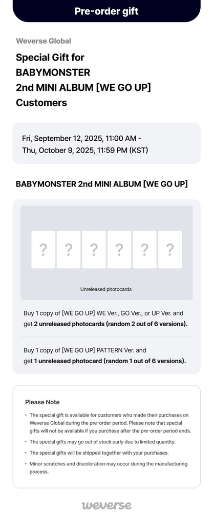 (PREVENTA) BABYMONSTER - 2nd MINI ALBUM [WE GO UP] + WEVERSE GIFT