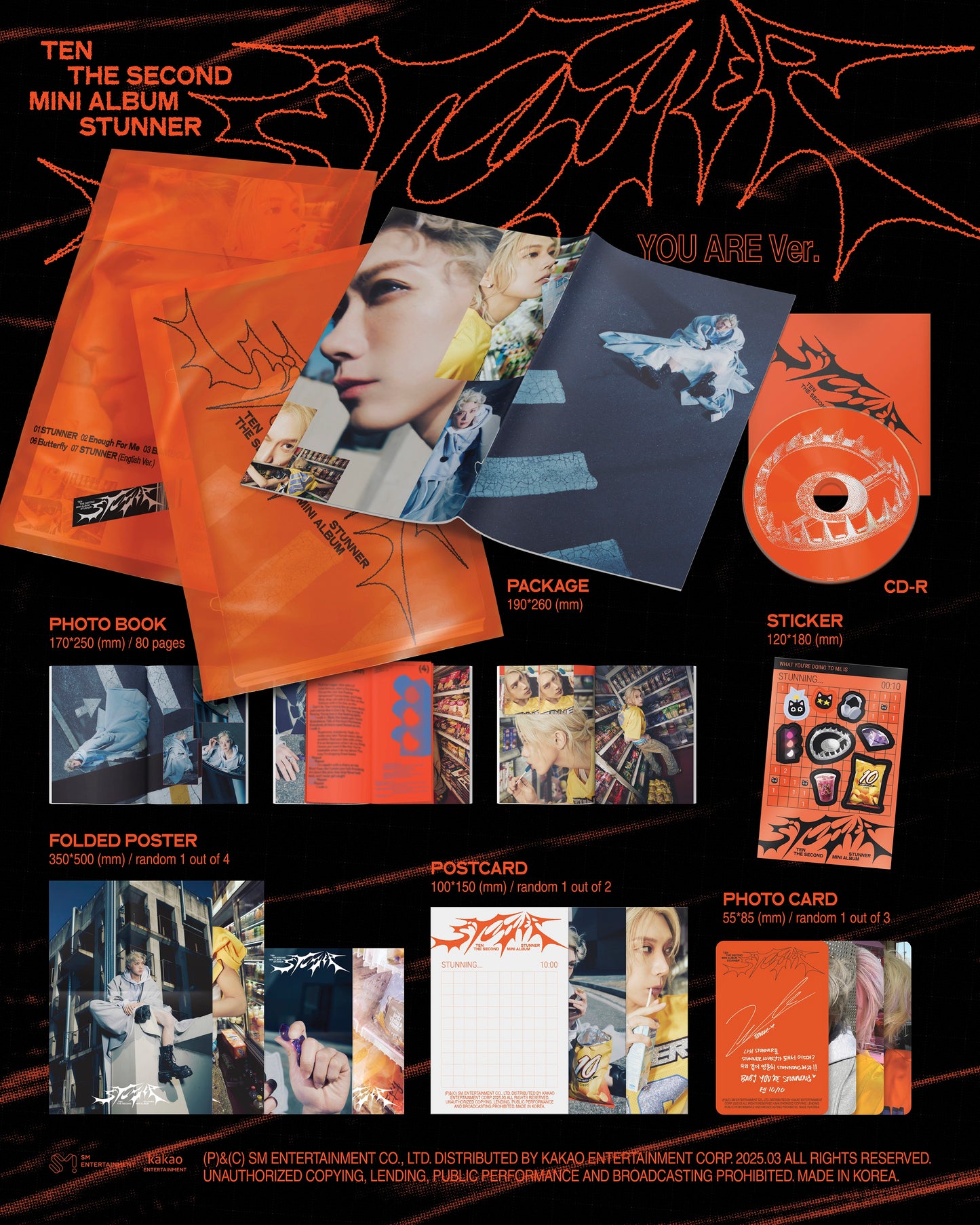 TEN - 2nd Mini Album [STUNNER] (PACK BOOK VER.) + MAKESTAR GIFT