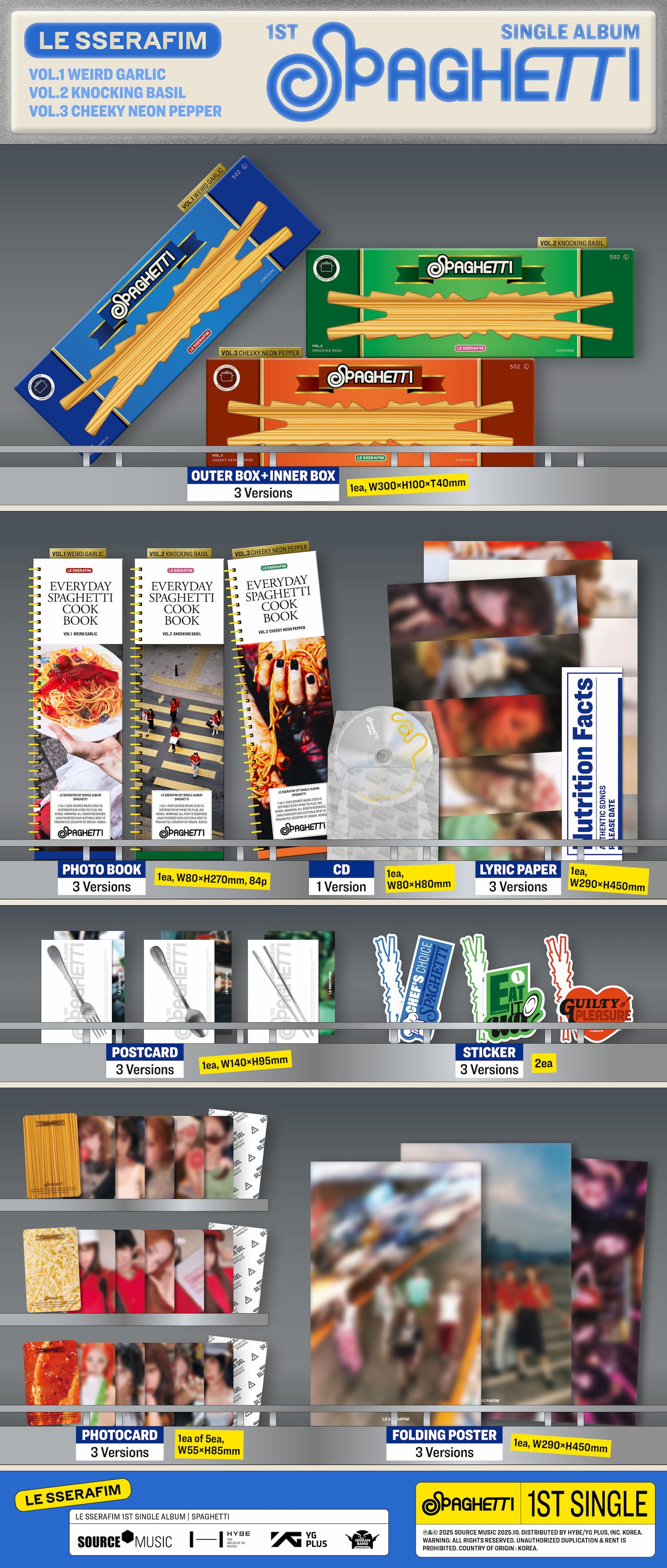 (PREVENTA) LE SSERAFIM - 1st Single Album 'SPAGHETTI'