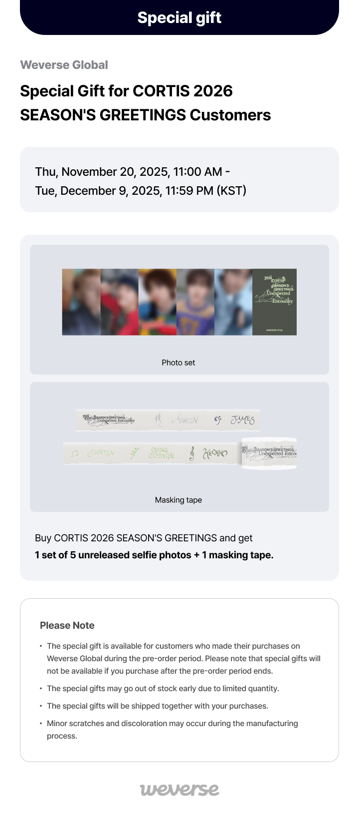 2da (PREVENTA) CORTIS - 2026 SEASON'S GREETINGS [UNEXPECTED ENCOUNTER] + WEVERSE GIFT