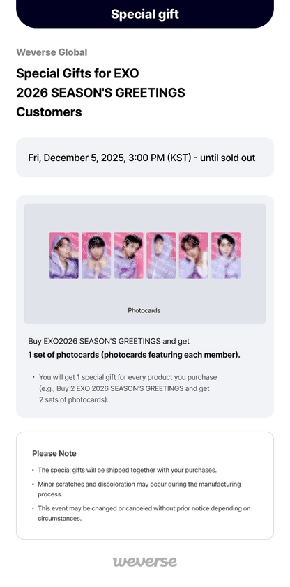 (PREVENTA) EXO - 2026 SEASON'S GREETINGS + WEVERSE GIFT