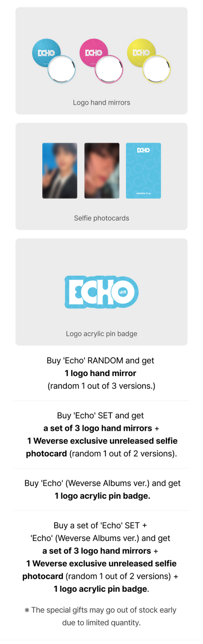 JIN - 2nd solo album [ECHO] + ''EARLY BIRD'' WEVERSE GIFT