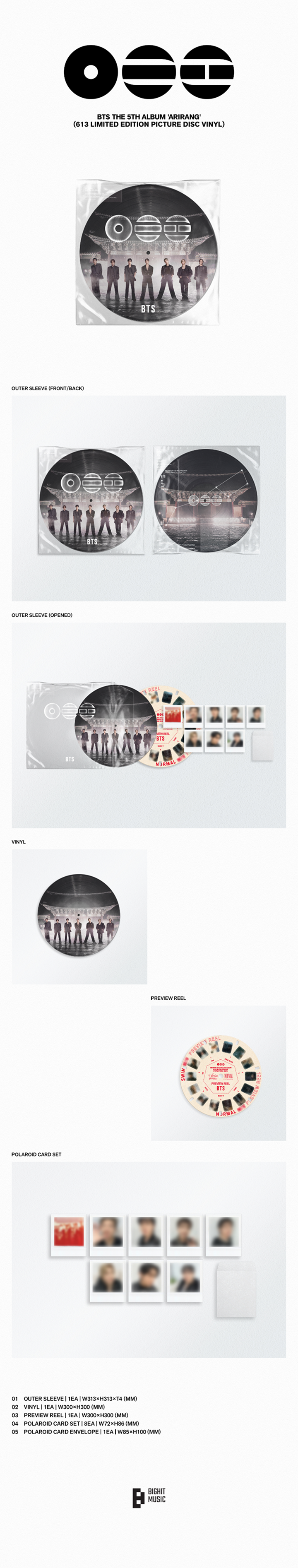 (PREVENTA) BTS - 5th Album - ARIRANG (613 LIMITED EDITION PICTURE DISC VINYL) LP