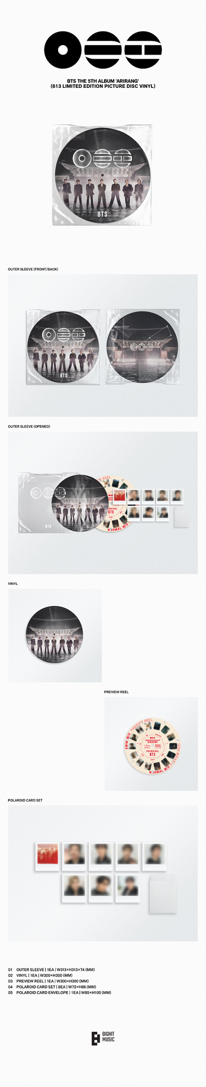 (PREVENTA) BTS - 5th Album - ARIRANG (613 LIMITED EDITION PICTURE DISC VINYL) LP
