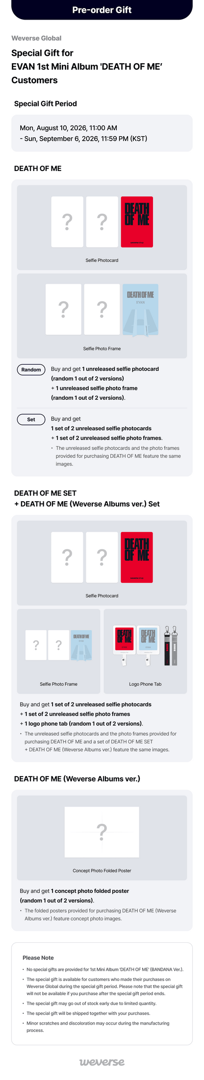 (PREVENTA) EVAN - 1st Mini Album - DEATH OF ME + WEVERSE GIFT