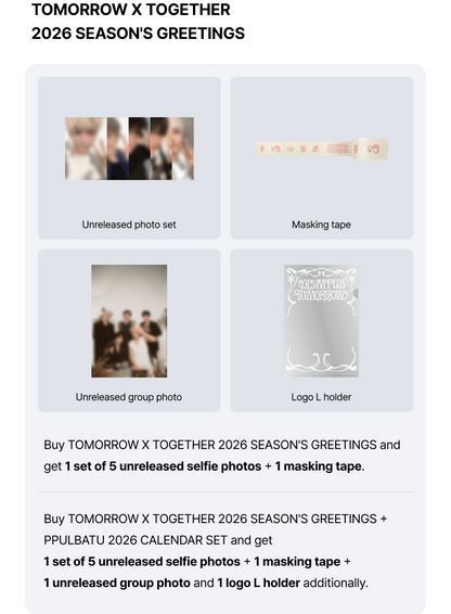 (PREVENTA) TXT - 2026 SEASON'S GREETINGS + WEVERSE GIFT