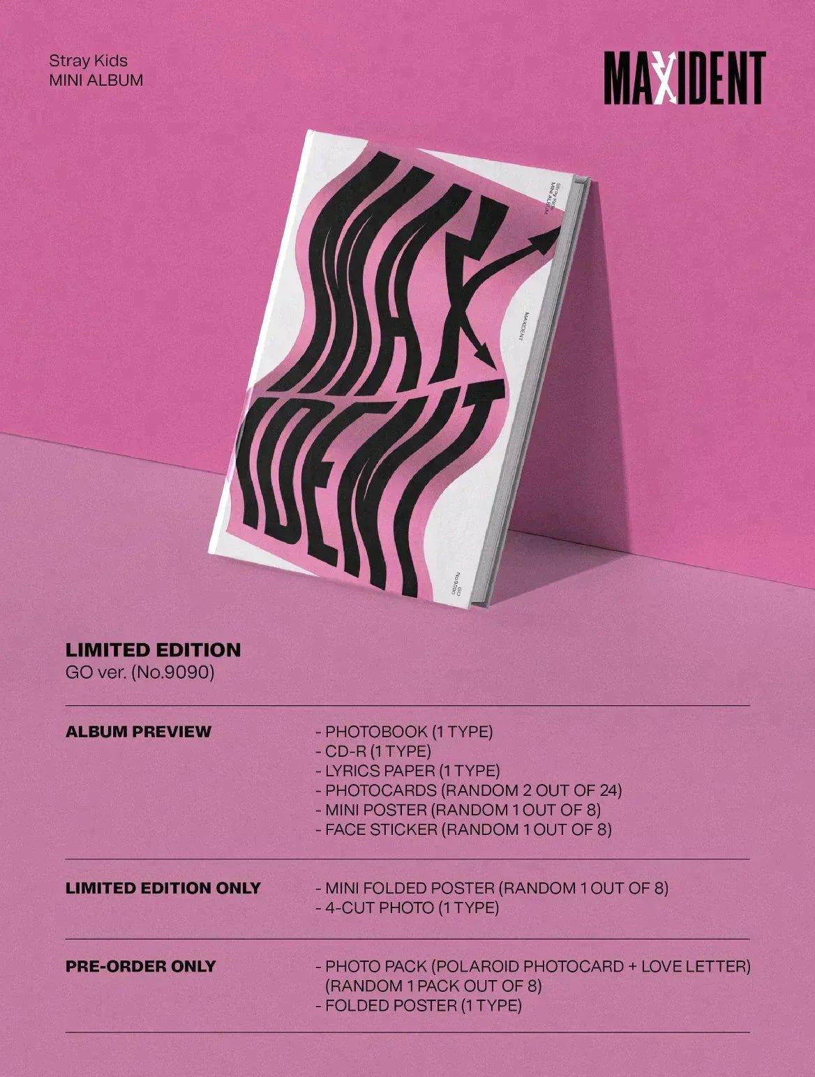 STRAY KIDS - 7TH MINI ALBUM MAXIDENT LIMITED EDITION GO VER. + POB - K-POP WORLD (6769552425095)